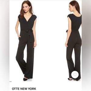 Otte long black jumpsuit, silk and spandex, size small